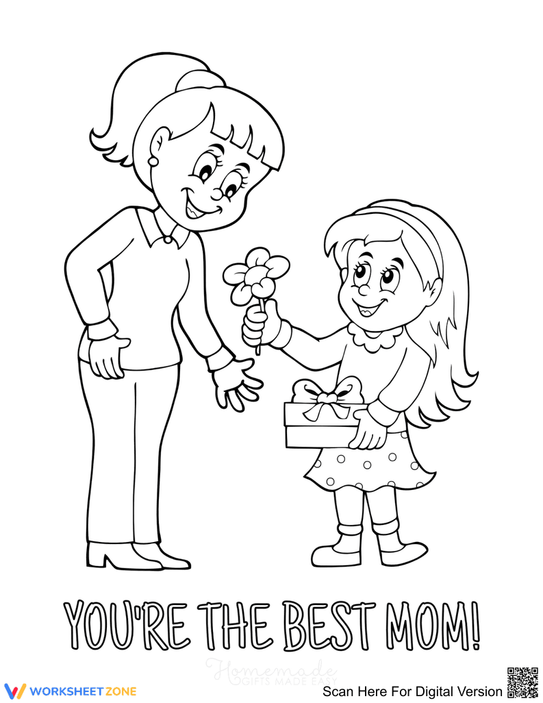 Mother's Day Coloring Page — Printable Grade K-5 Activity - Page 1