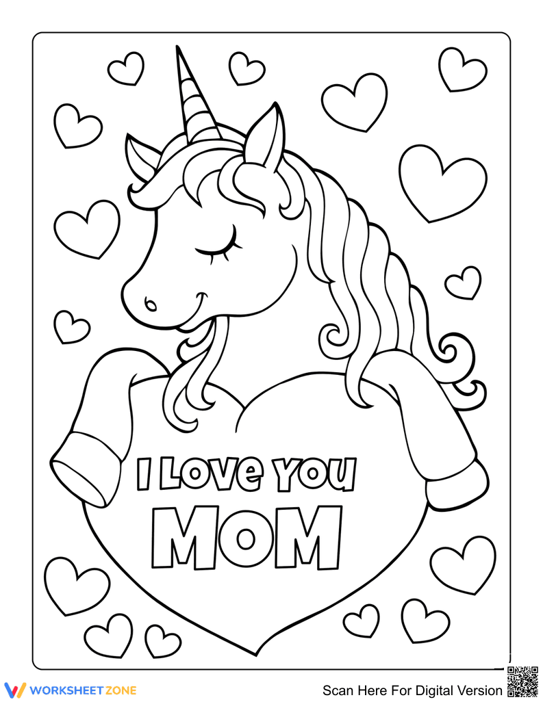 Cute Unicorn with Heart - Page 1