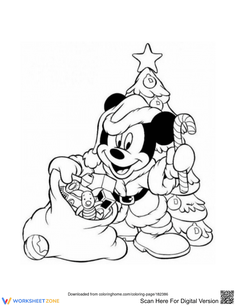 Santa Mickey Coloring Page | Essential Grade K-2 Ready - Page 1