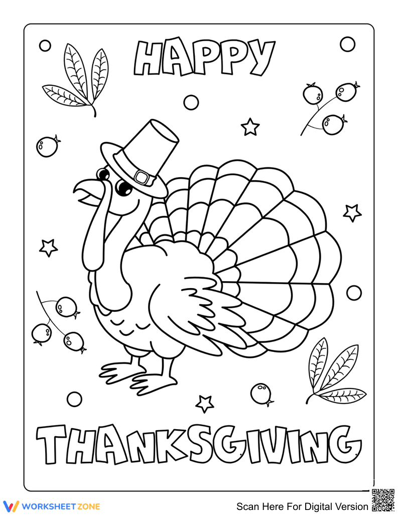 Happy Thanksgiving Turkey Worksheet - Page 1