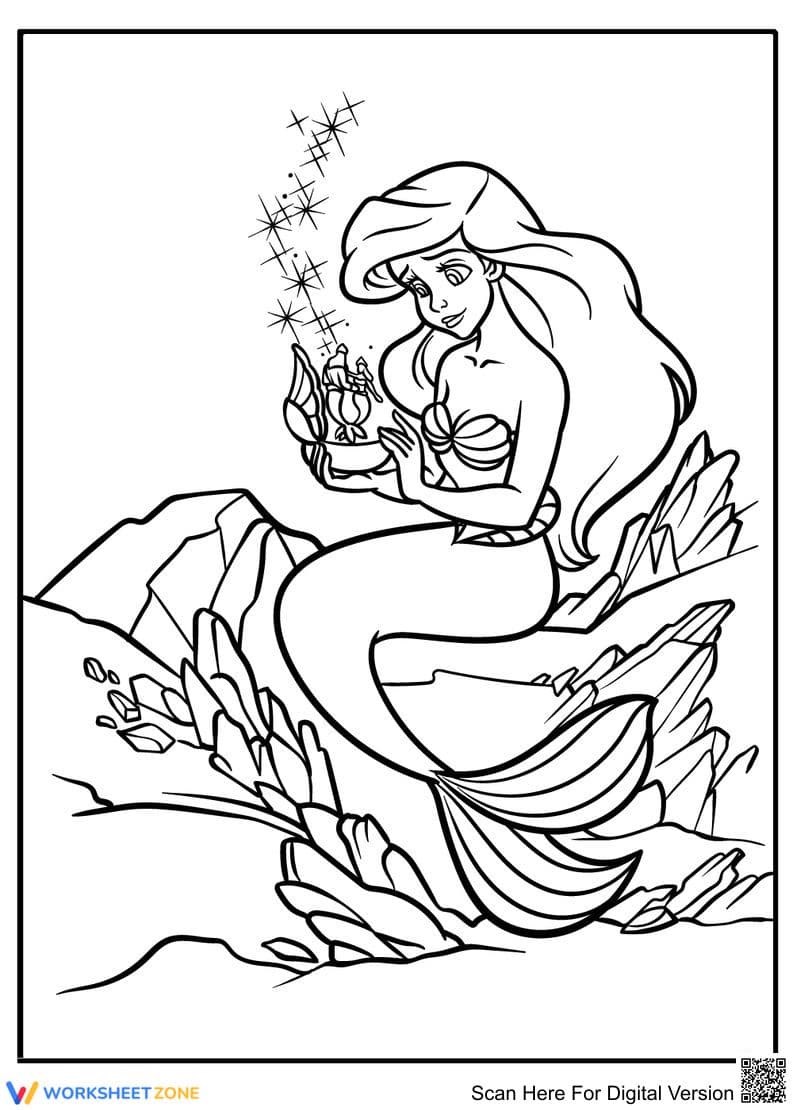 Ariel Music Box Coloring Page | Essential K-5 Printable - Page 1