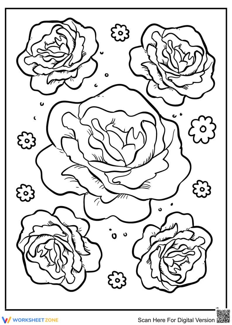 Beautiful Roses Coloring Page | Essential Grade K-5 Art - Page 1