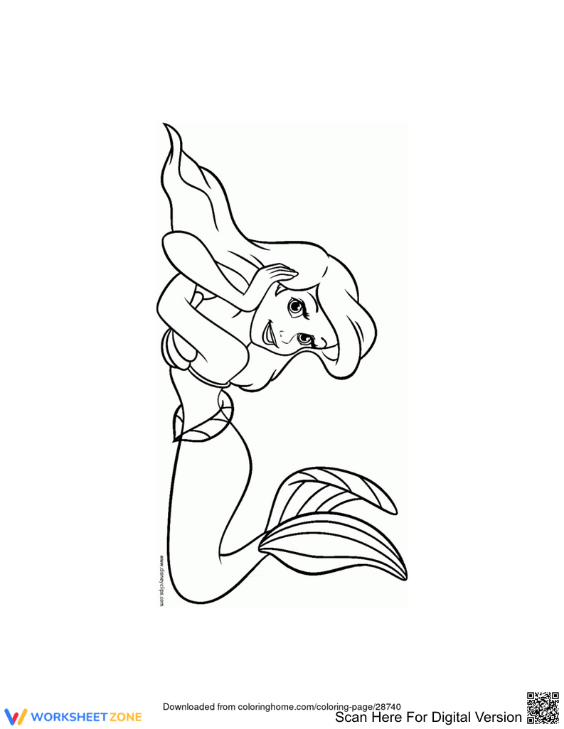 Ariel Coloring Page | Printable Grade K-2 Worksheet - Page 1