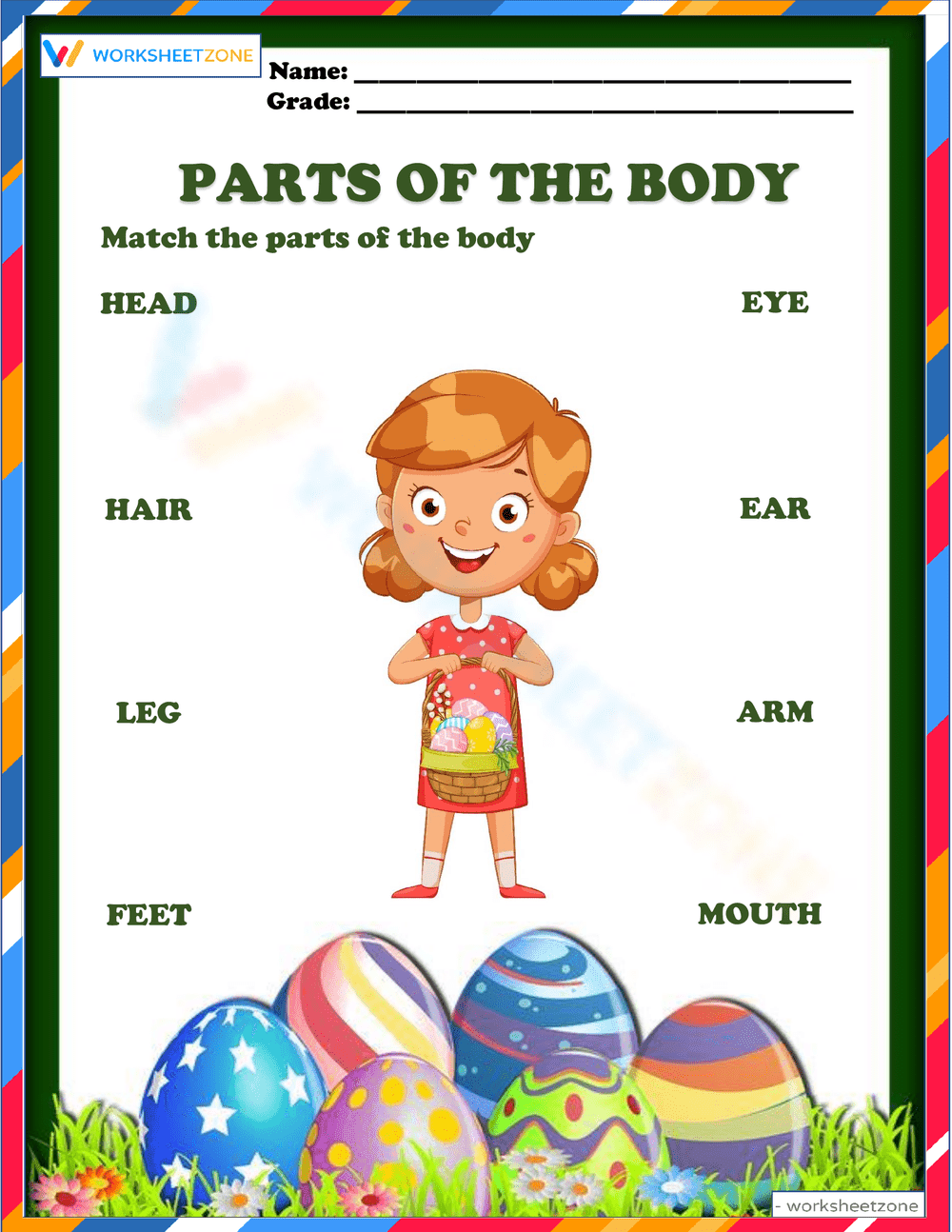 Human Body Parts Worksheet | Grade K-1 Essential - Page 1