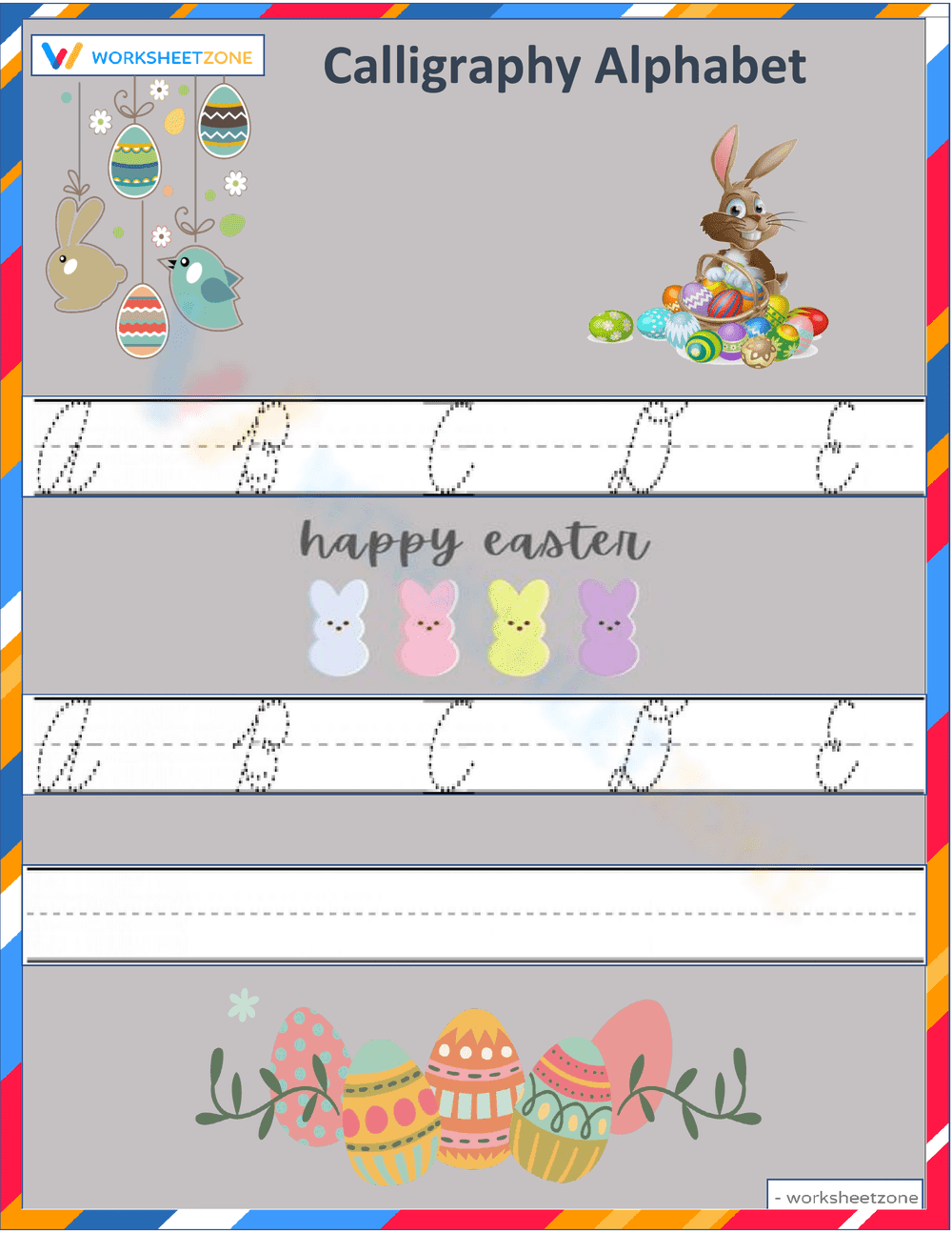 Easter Calligraphy Practice | Essential Grade 3-4 Worksheet - Page 1