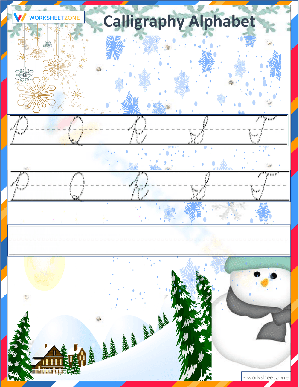 Winter Calligraphy Practice P to T - Page 1