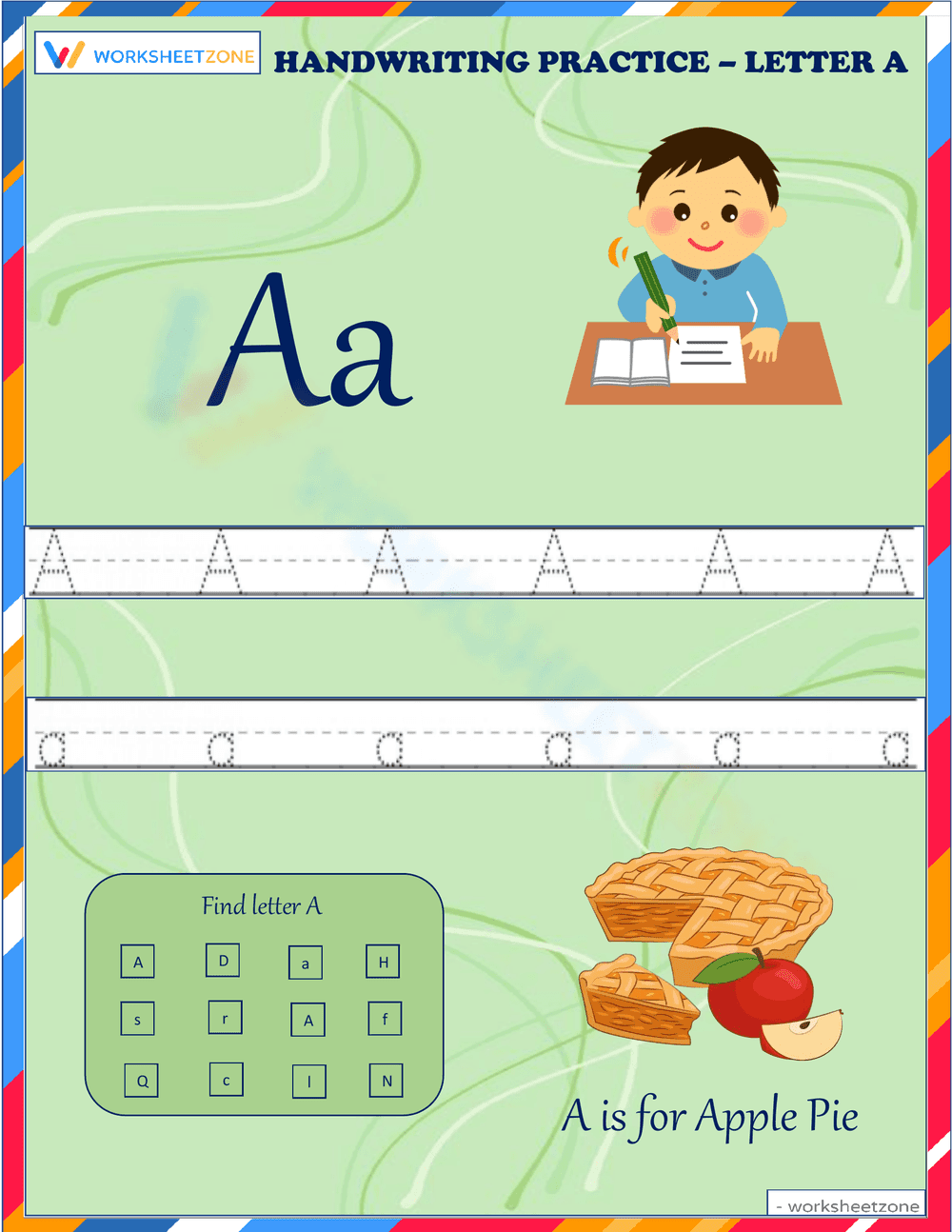 Learning the Letter A Worksheet - Page 1