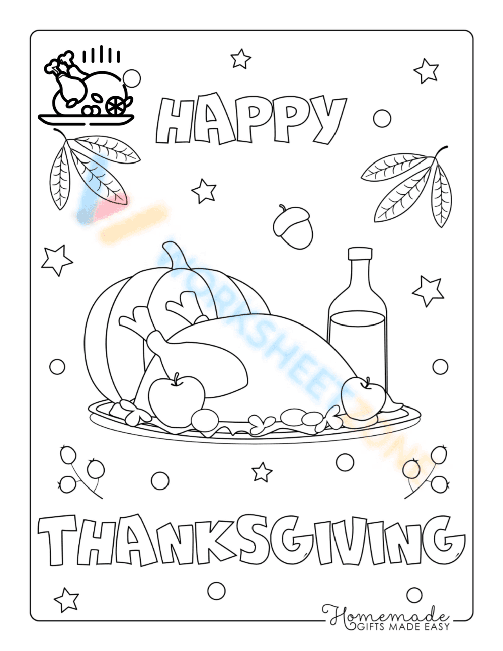 Happy Thanksgiving Coloring Page | Essential Grade K Art - Page 1