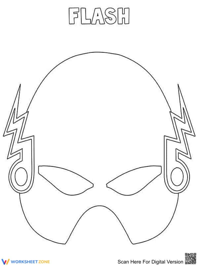 Flash Mask Coloring Page | Essential Superhero Printable - Page 1