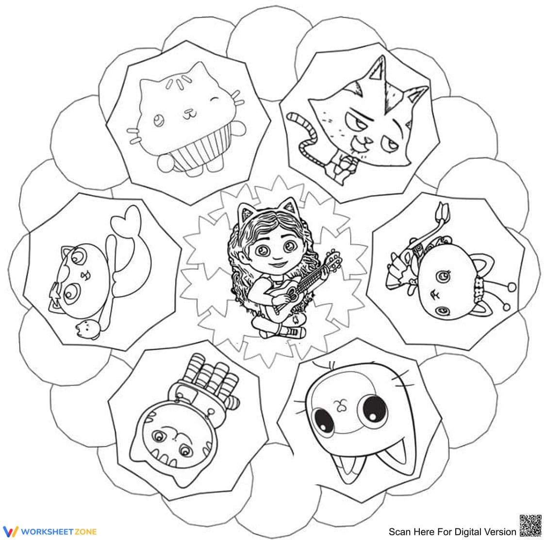 Gabby's Dollhouse Pillow Cat Coloring Page | Essential - Page 1