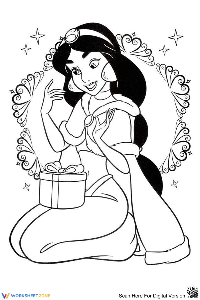Jasmine Coloring Page | Printable Preschool Worksheet - Page 1