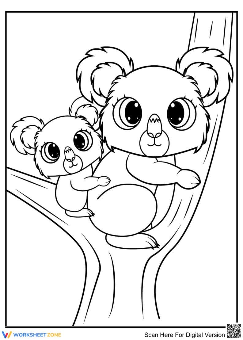 Koala Coloring Page: Mother and Child | Printable Ready - Page 1