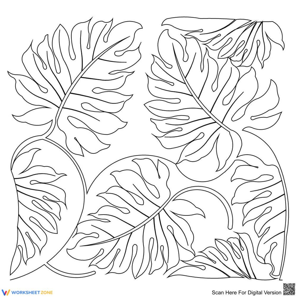 Palm Leaf Coloring Page | Printable Nature Worksheet - Page 1