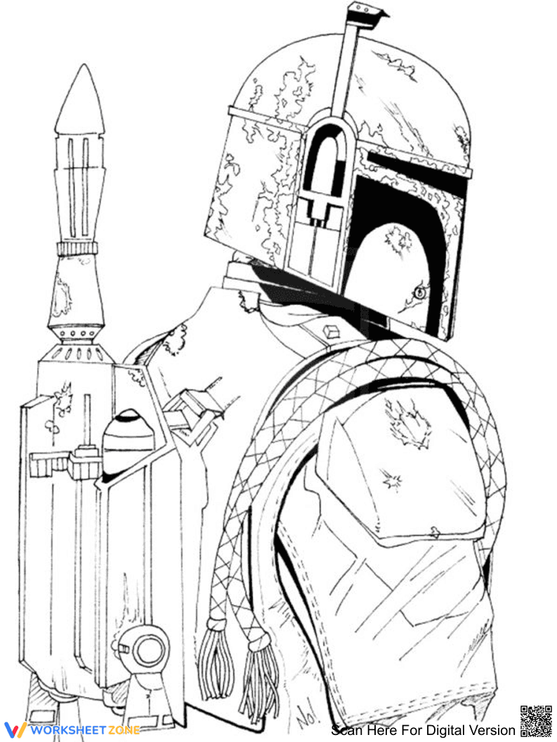 Printable Mandalorian Armor Coloring Page | Grade K-5 - Page 1