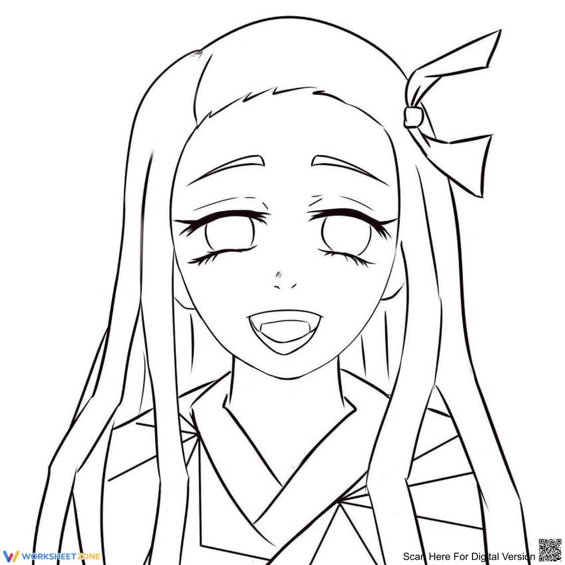 Happy Nezuko Portrait Worksheet - Page 1