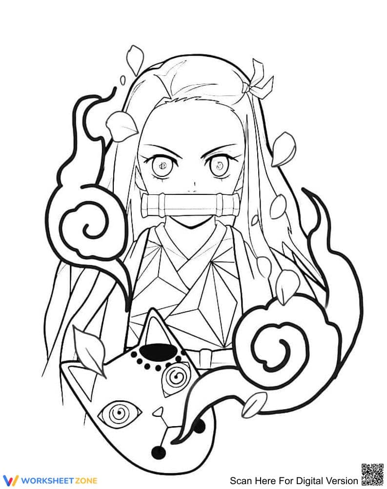Printable Nezuko Coloring Page | Grade K-5 Art - Page 1
