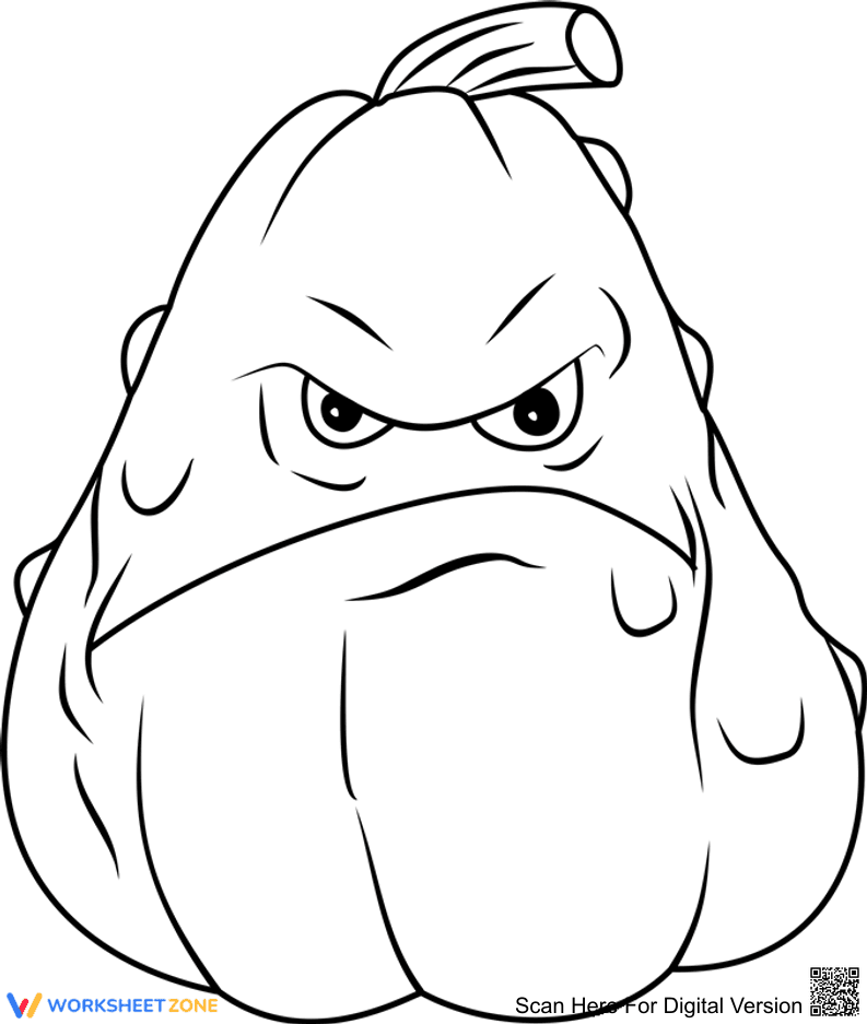 Angry Squash Coloring Page | Essential Grade K-5 Ready - Page 1