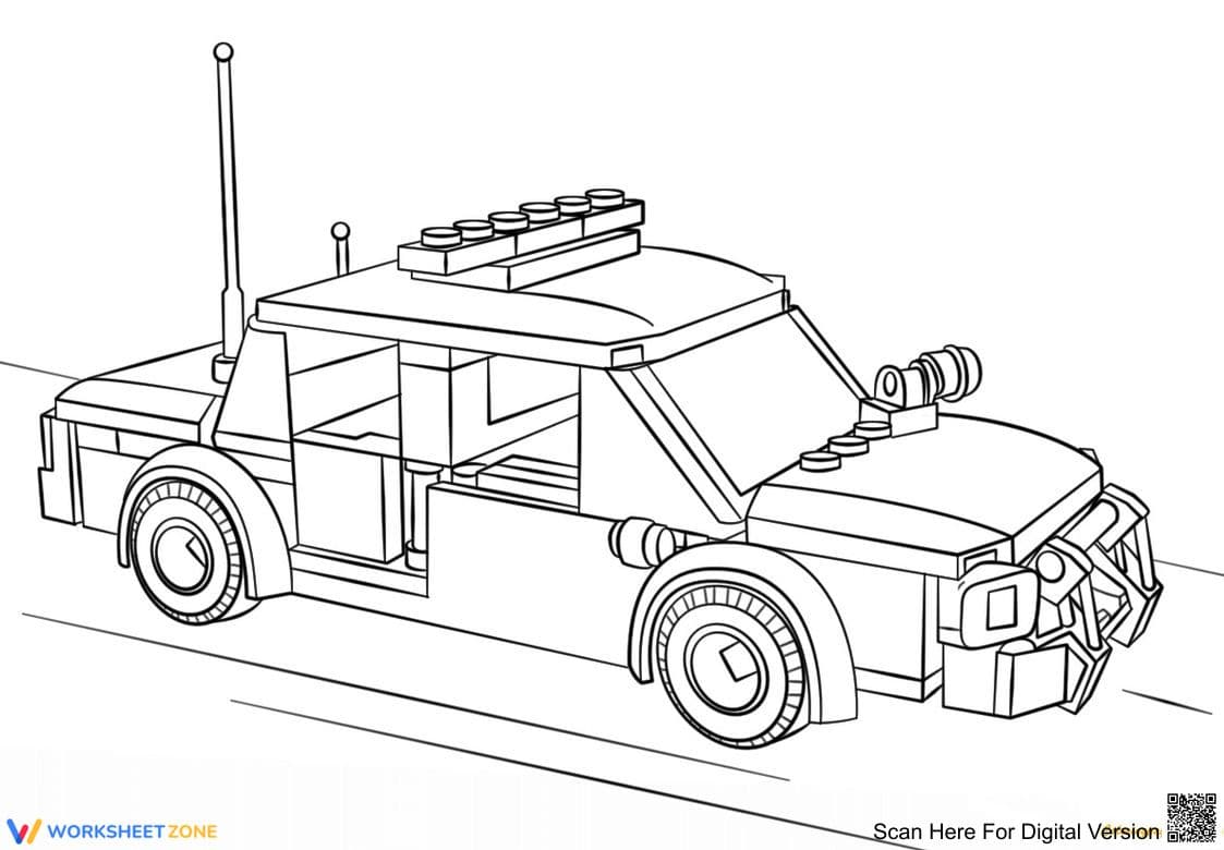 Lego Police Car Coloring Page | Essential Grade K-5 - Page 1