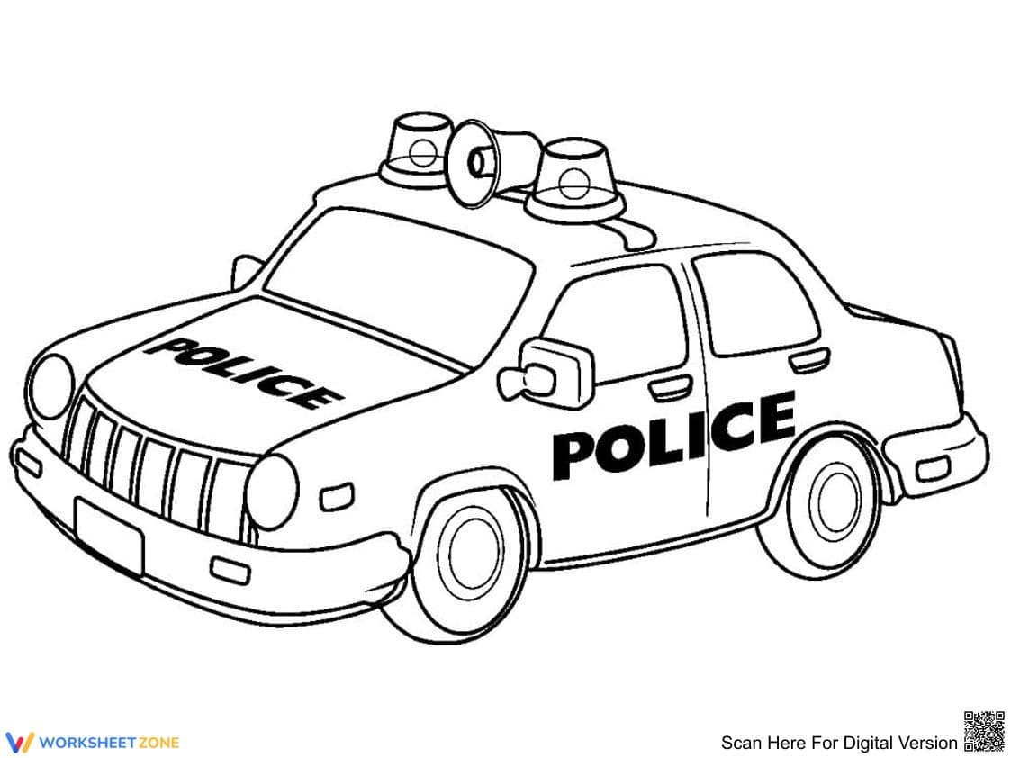 Police Car Fun Learning Worksheet - Page 1