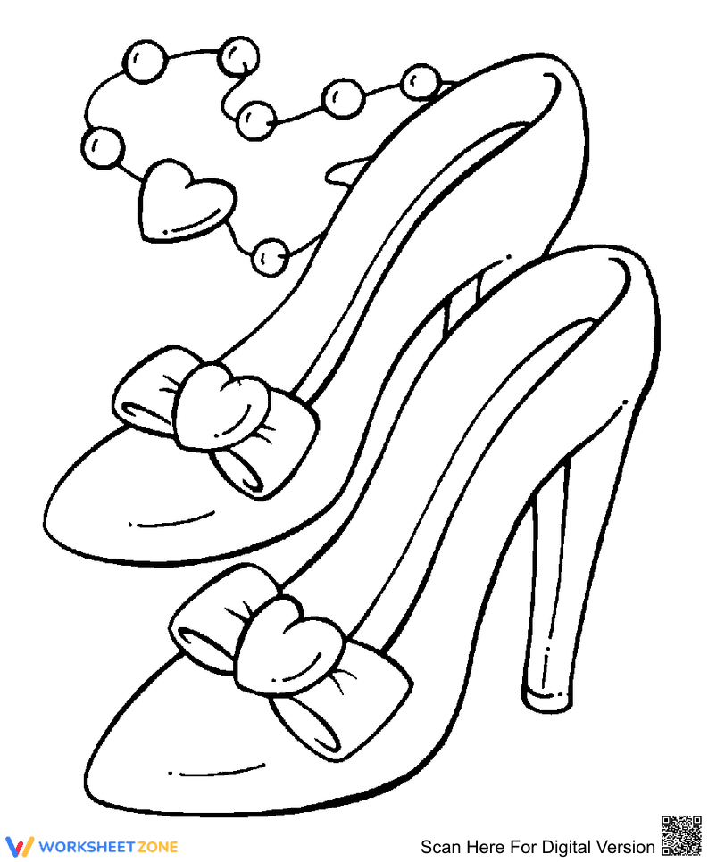 Printable Princess Shoes Coloring Page | Grade K-2 - Page 1