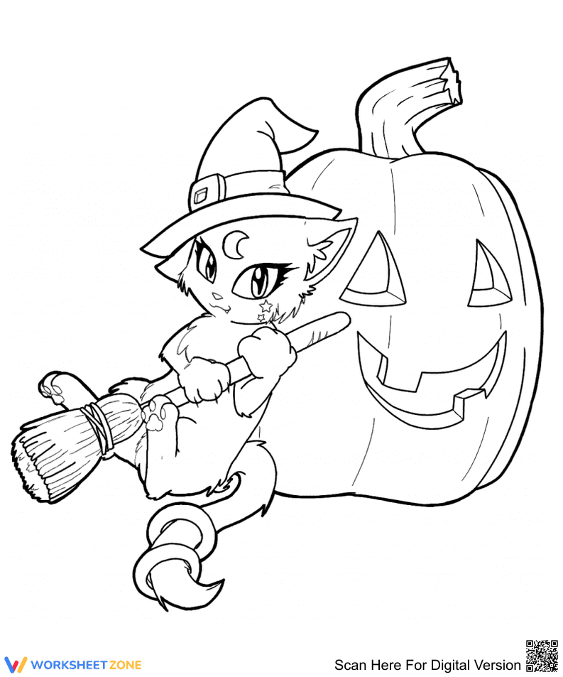 Witch Cat with Pumpkin - Page 1