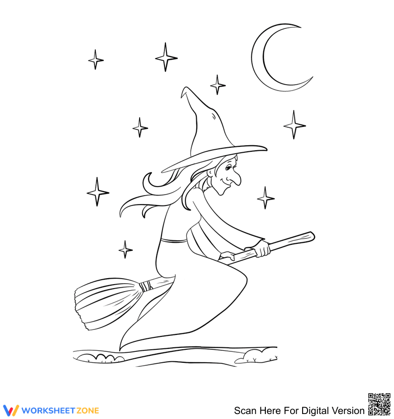 Witch Riding Broomstick - Page 1