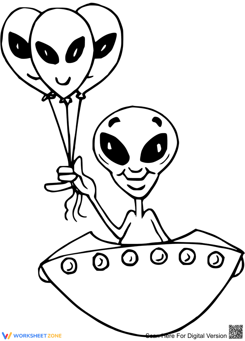 Funny Alien Coloring Page | Essential Preschool & K-5 - Page 1