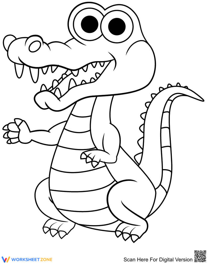 Happy Alligator Coloring Page | Essential Printable - Page 1