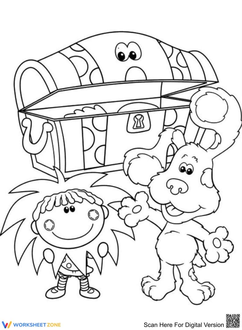 Blue's Found Treasure Box | Printable Coloring Page - Page 1