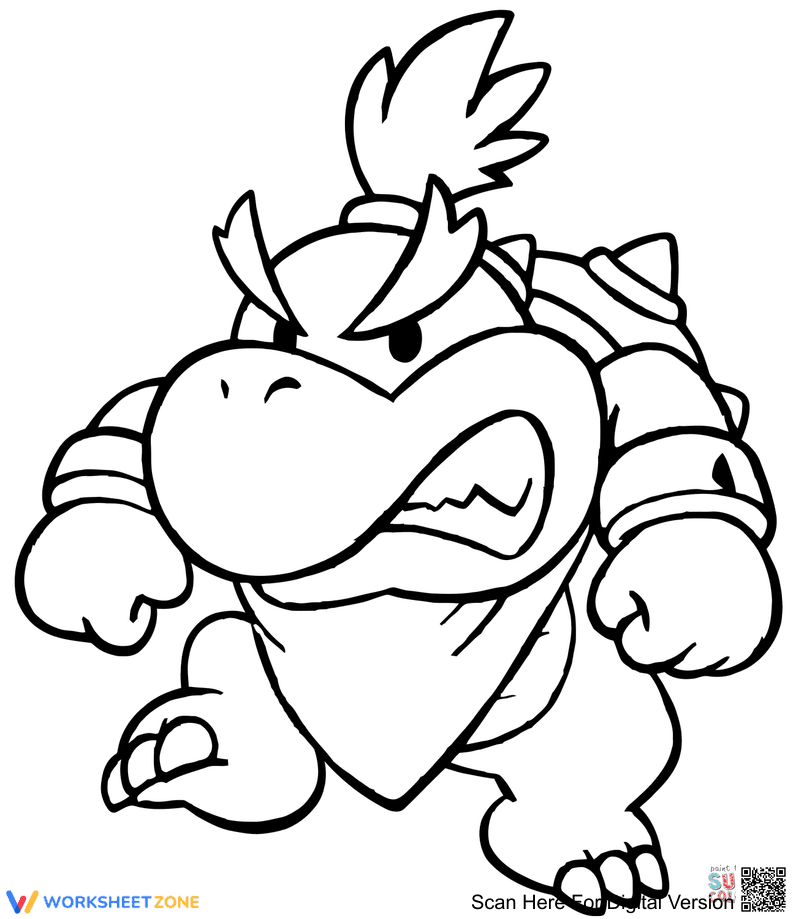Angry Bowser Coloring Page | Essential Printable Art - Page 1