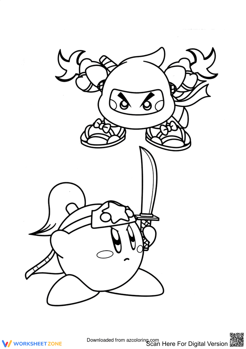 Ninja Kirby Coloring Page | Essential Grade K-2 - Page 1