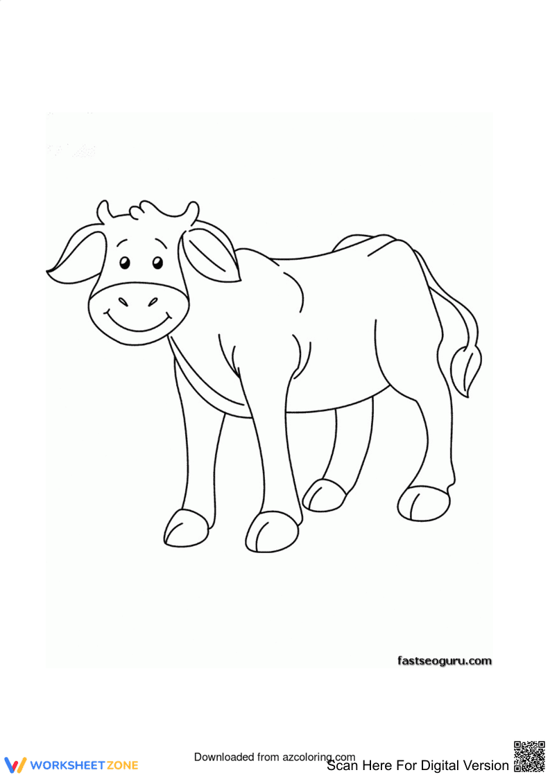 Printable Cow Coloring Page | Grade K-2 Essential - Page 1