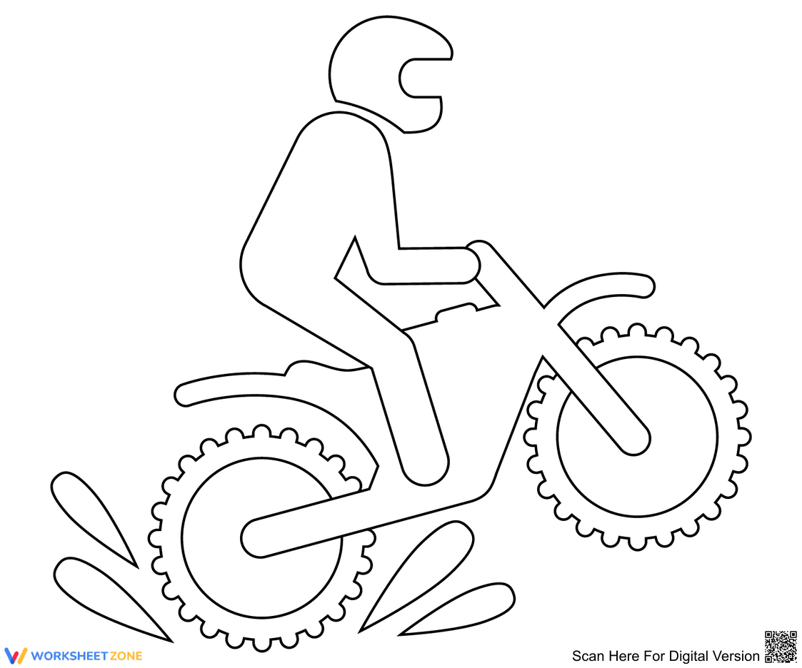 Cartoon Dirt Bike Worksheet: Fun - Page 1