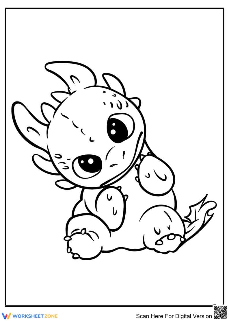 Adorable Baby Dragon Coloring - Page 1