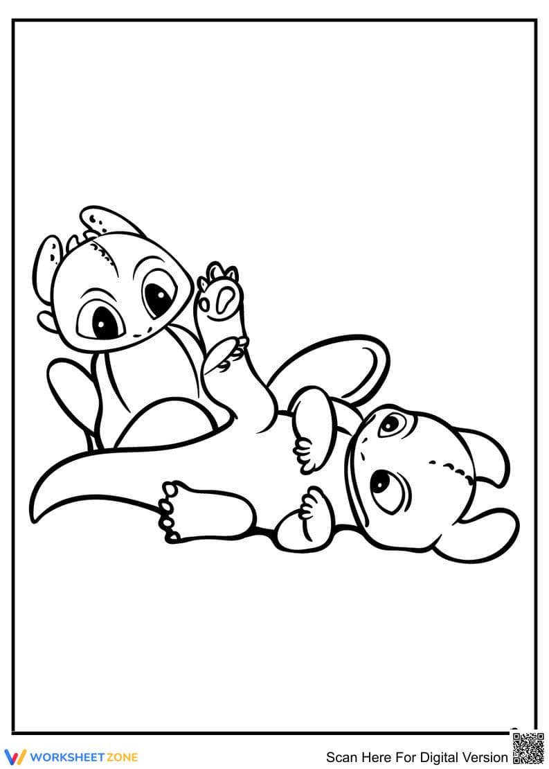 Printable Two Dragons Coloring Page | Grade K-5 Art - Page 1