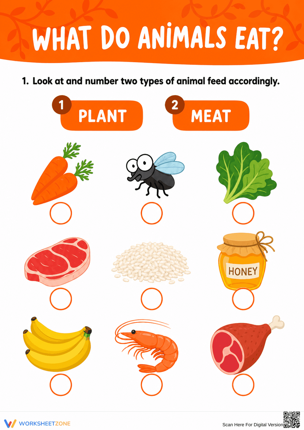 Essential Animal Diets Worksheet | Grade 1 Science - Page 1