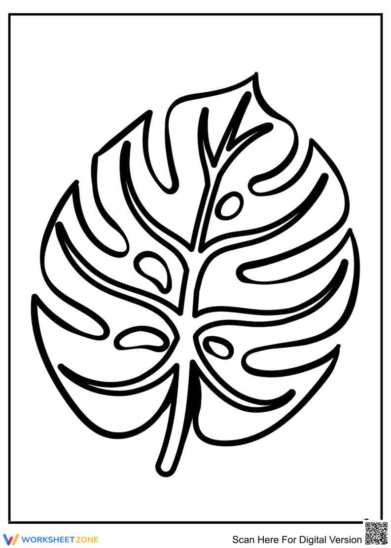 Round Leaf Coloring Page — Printable No-Prep Worksheet - Page 1
