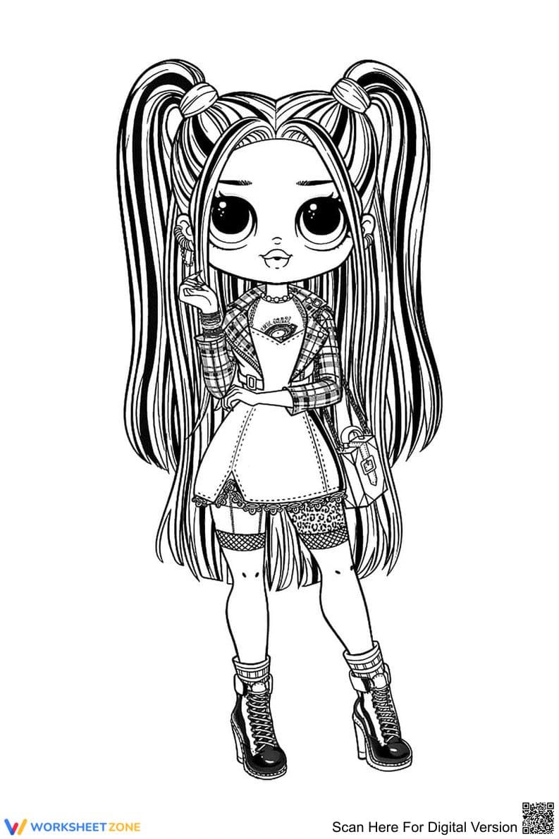LOL Doll Alt Fashion Girl Coloring Page for Kids - Page 1