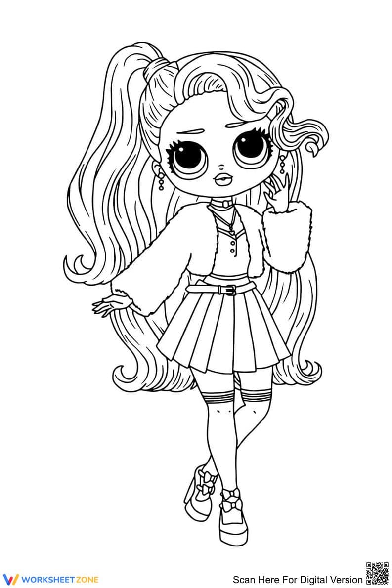 Cute LOL Surprise School Girl Coloring Page - Page 1