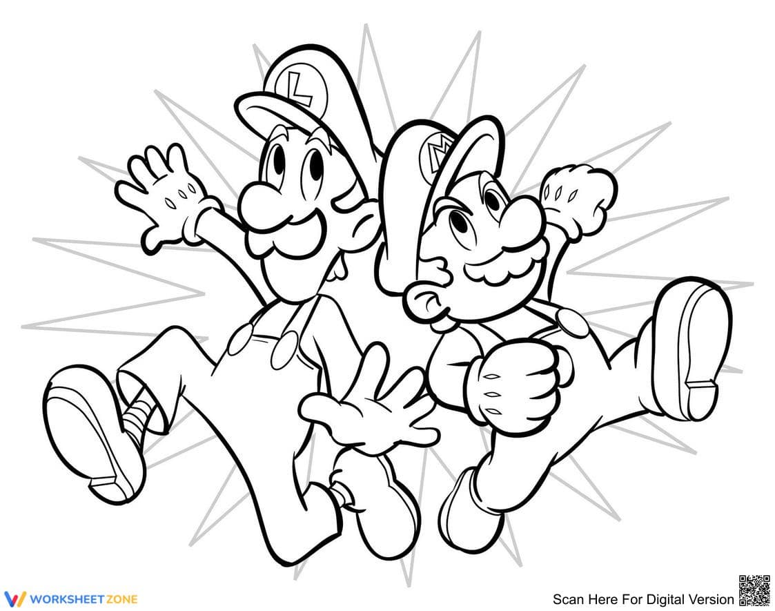 Mario and Luigi Coloring Page for Creative Fun - Page 1
