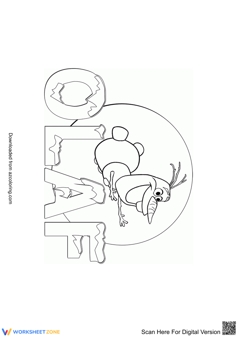 Cute Olaf Coloring Worksheet | Printable Grade K-2 - Page 1
