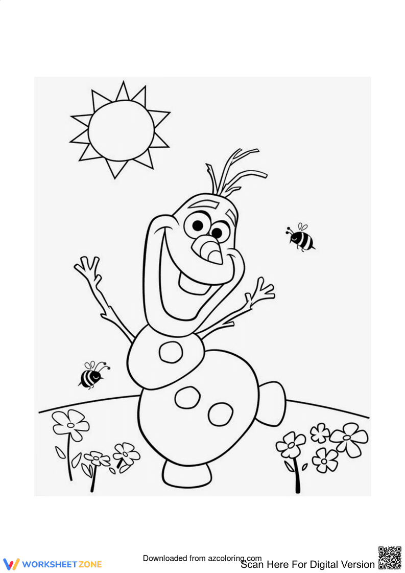 Printable Olaf from Frozen Coloring Page | Grades K-4 - Page 1