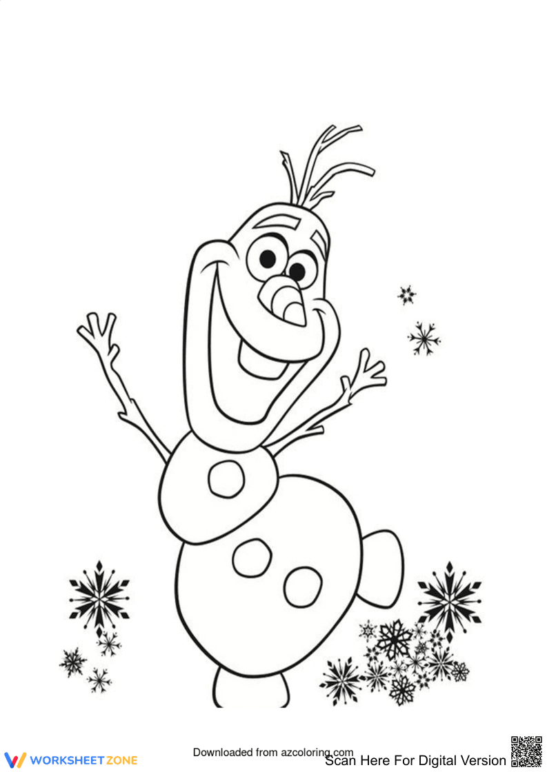 Laughing Olaf Coloring Page | Essential Preschool Ready - Page 1