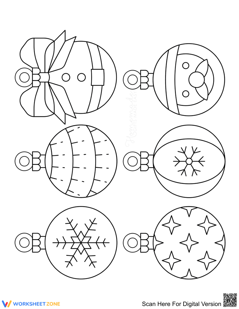 PreK-5 Christmas Ornaments — Printable No-Prep Worksheet - Page 1