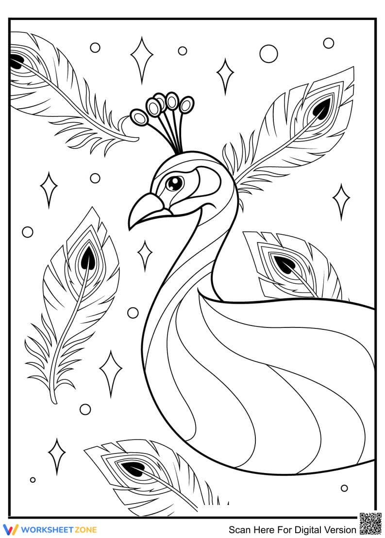 Magnificent Peacock Art: An Educational Worksheet - Page 1