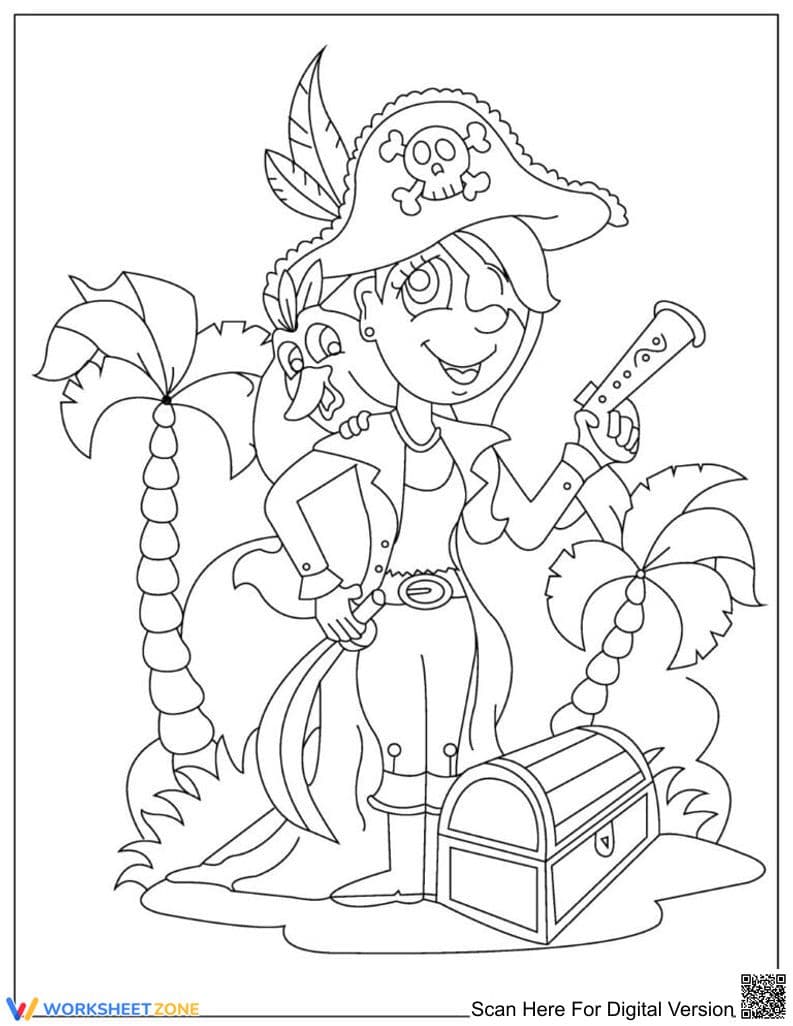 Powerful Pirate Coloring Page | Essential Grade K-2 - Page 1