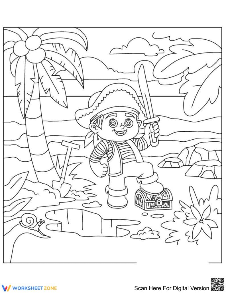 Grade K-5 Winning Pirate — Printable No-Prep Worksheet - Page 1