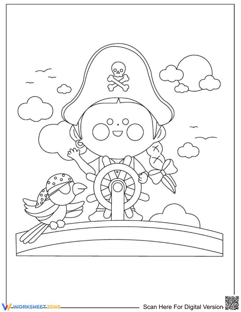 Waving Pirate Art: A Creative Coloring Page - Page 1