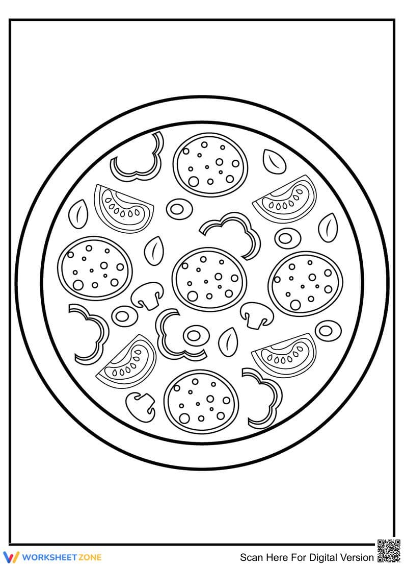 Pizza Coloring Page | Printable Grade K-5 Worksheet - Page 1
