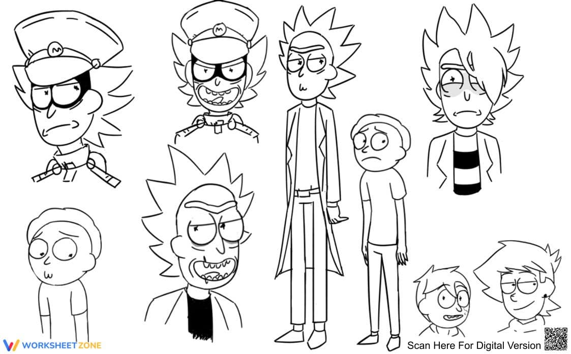 Rick and Morty Coloring Page | Essential Printable Art - Page 1